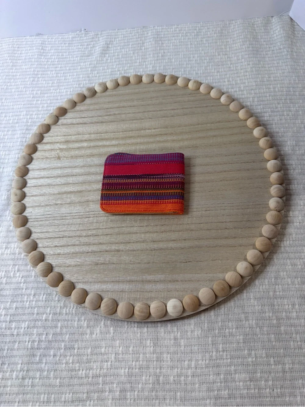 Sanuk Woven Stripe Bifold Card Wallet Boho Canvas Slim Wallet Multicolor